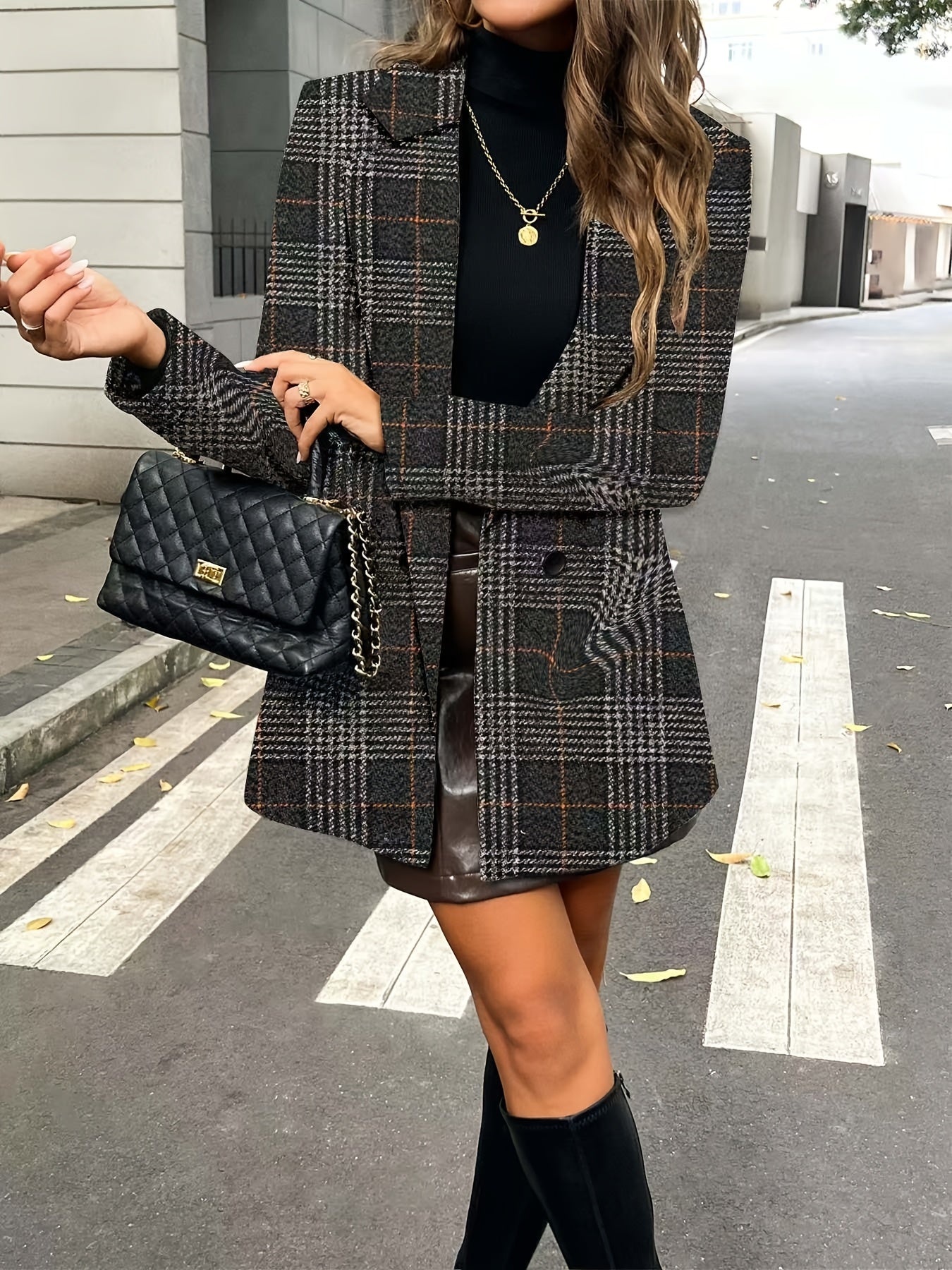 Louna™ | Chic Blazer Prince of Wales Pattern