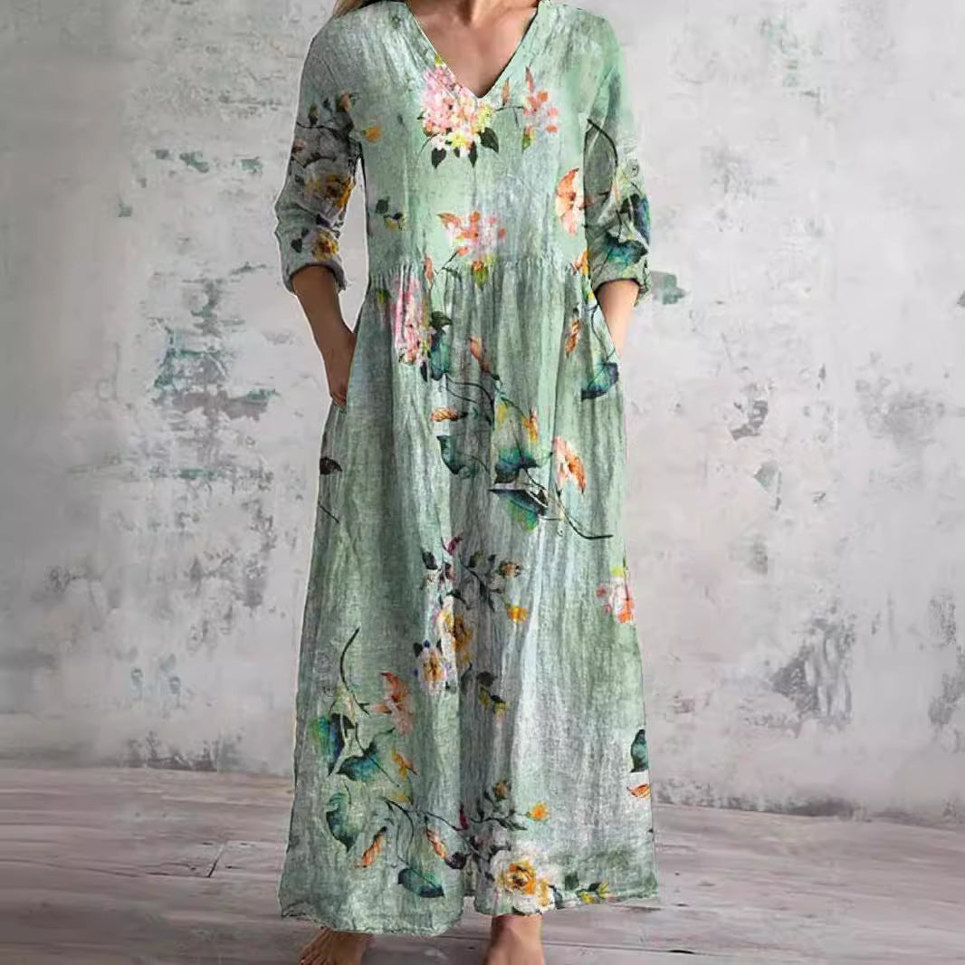 Kate | Summer Dress with V-Neck and Floral Pattern