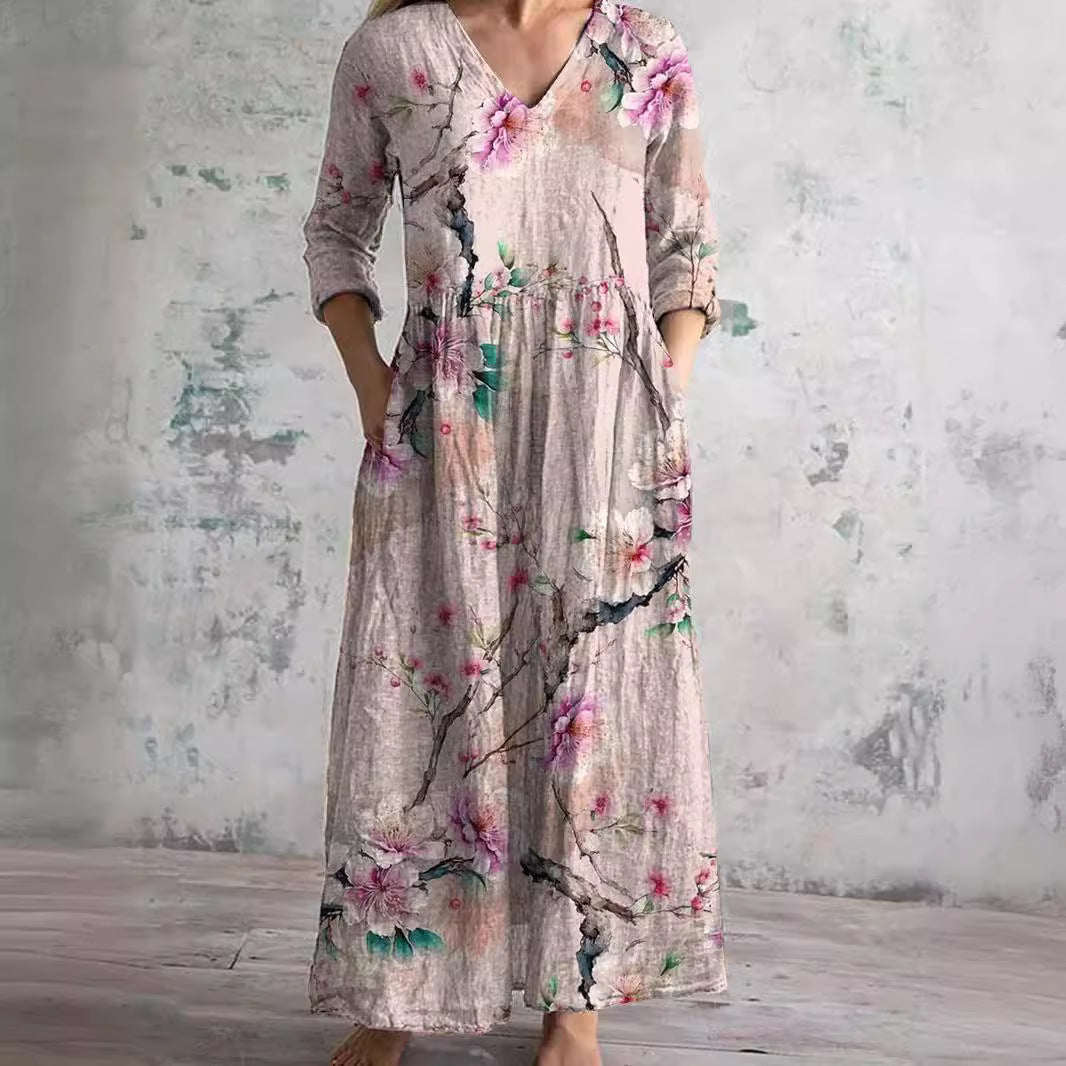 Kate | Summer Dress with V-Neck and Floral Pattern