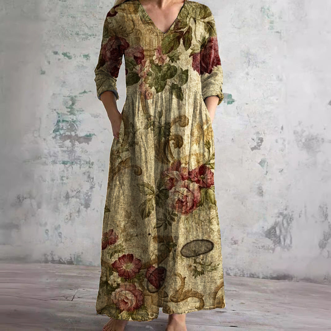 Kate | Summer Dress with V-Neck and Floral Pattern