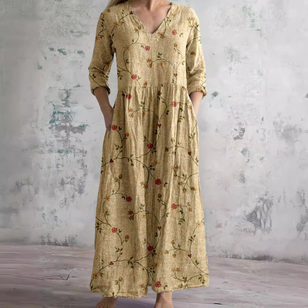 Kate | Summer Dress with V-Neck and Floral Pattern