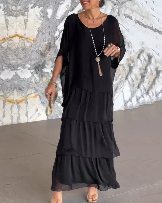 Mirella™ | Flowing Round-Neck Maxi Dress