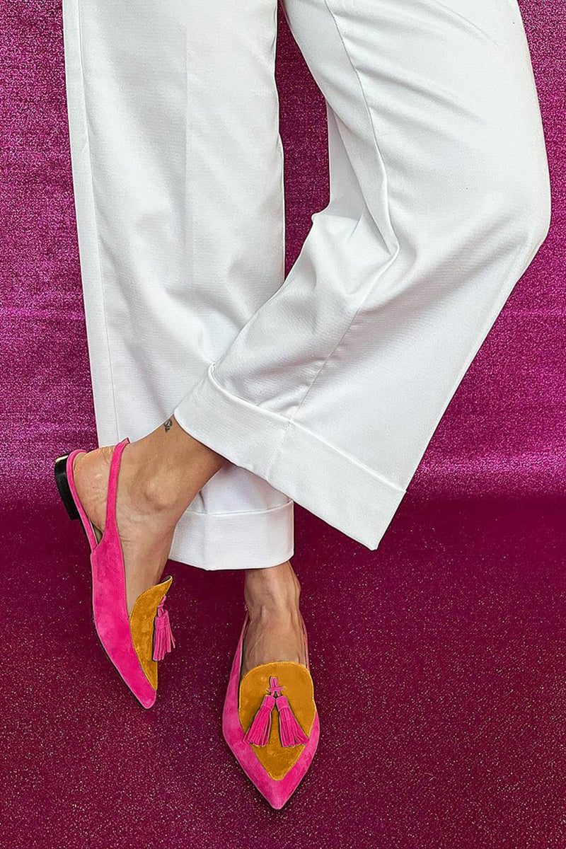 Frendessa | Colorful Ballerinas with Fringes and a Decorative Strap at the Ankle