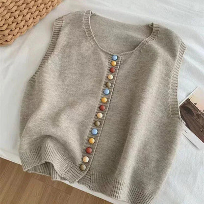 Maribel | Colored Button Knit Vest