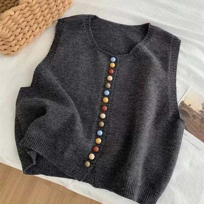 Maribel | Colored Button Knit Vest