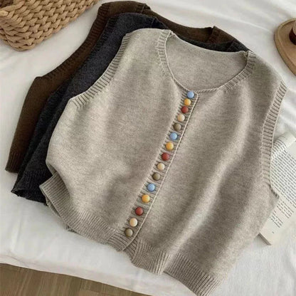 Maribel | Colored Button Knit Vest