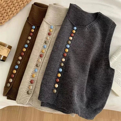 Maribel | Colored Button Knit Vest