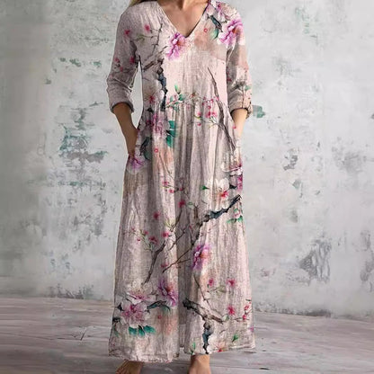 Kate | Summer Dress with V-Neck and Floral Pattern