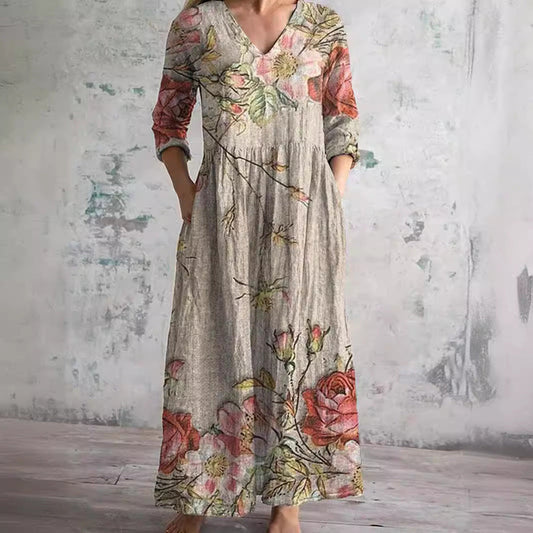 Kate | Summer Dress with V-Neck and Floral Pattern