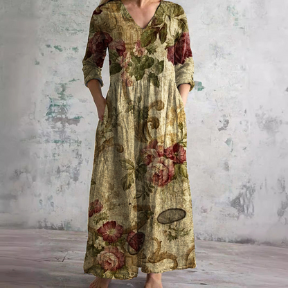 Kate | Summer Dress with V-Neck and Floral Pattern