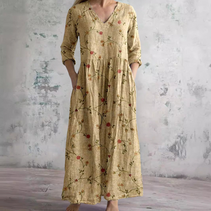 Kate | Summer Dress with V-Neck and Floral Pattern