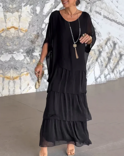 Mirella™ | Flowing Round-Neck Maxi Dress