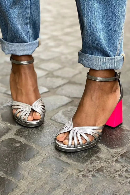 Seraphina™ | Shiny Block-Heeled Sandals