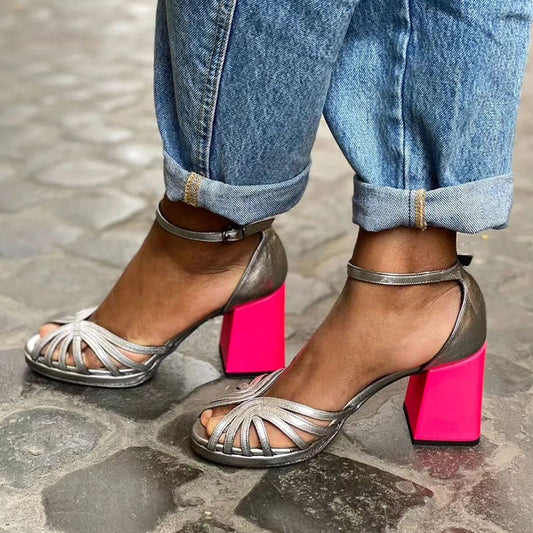 Seraphina™ | Shiny Block-Heeled Sandals