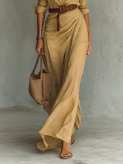 Coleen | Elegant Dress with Belt and Classic Lapel Collar
